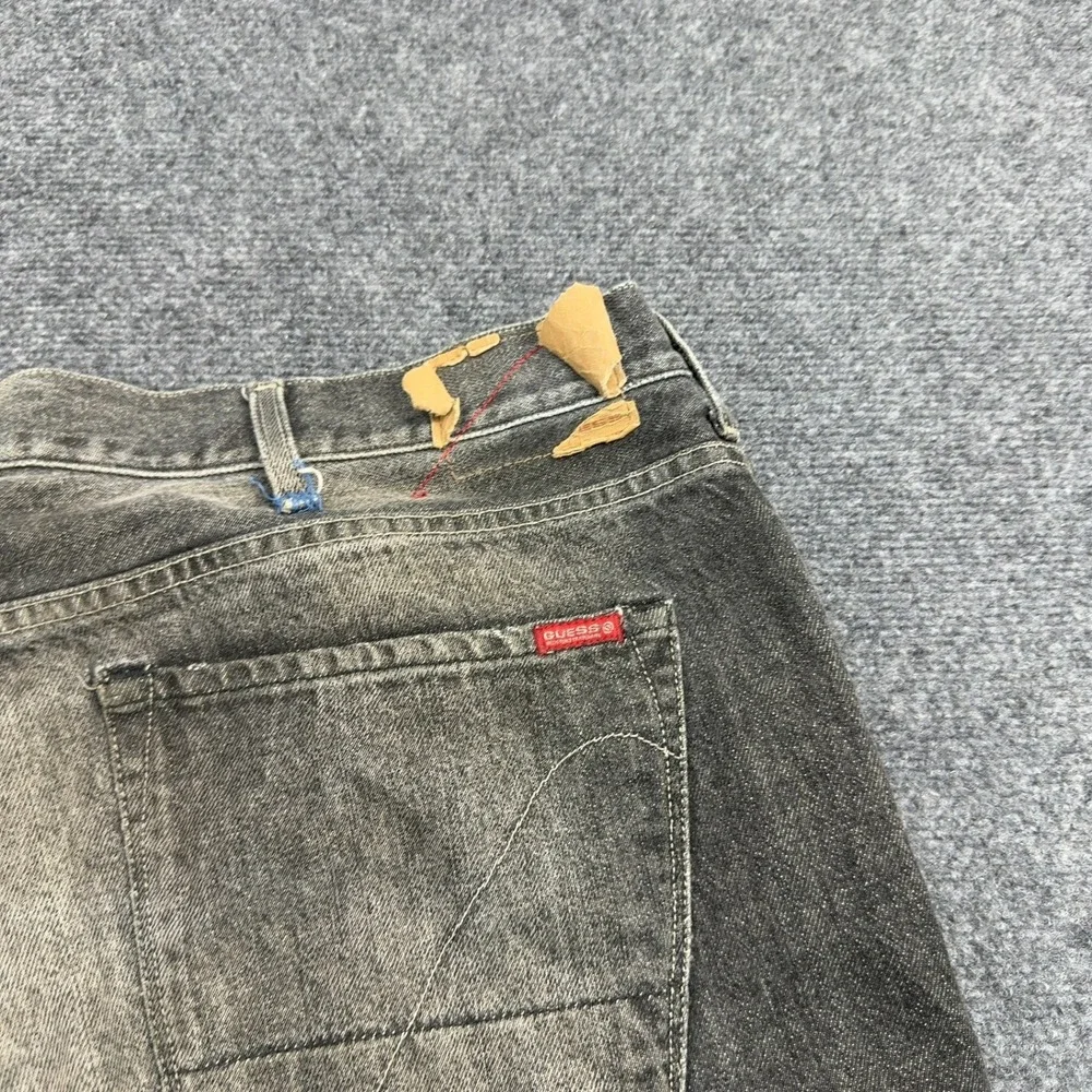 Vintage Guess Jeans Men 42 Black Cotton Distressed Faded Denim Grunge Style